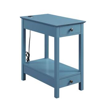 Byzad Side Table with USB Charging Dock Teal - Acme Furniture
