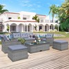 ELJGET All-Weather PE rattan Patio Furniture Set, 6 Pieces Outdoor Wicker Conversation Set with Dining Table, Ottomans, Removable Cushions - 2 of 4