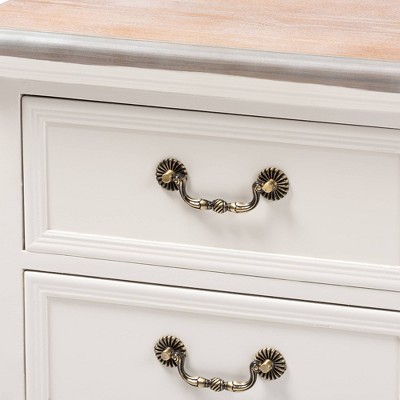 Capucine Whitewashed Oak and White 3-Drawer Nightstand