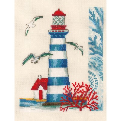 Vervaco Counted Cross Stitch Kit 7.2"X8.4"-Lighthouse on Aida (14 Count)