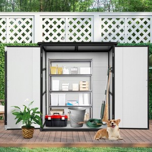 5x3FT Outdoor Storage Shed Waterproof Resin Cabinet with Lockable Doors for Bikes and Patio Furniture - 1 of 4