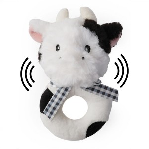 Bearington Lil' Gilly 5.5 Inch Cow Baby Rattle - Baby Wrist Rattles - Plush Rattles for Baby Cow Rattle - 1 of 4
