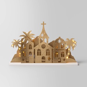 9.3" Christmas Lit Houses and Mountains Scene Decor - Wondershop™ - 1 of 4
