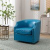 Swivel Barrel Accent Chair, Mid-Century Club Chair with Copper Nailhead Trim for Living Room – Cuddlewood - 2 of 4