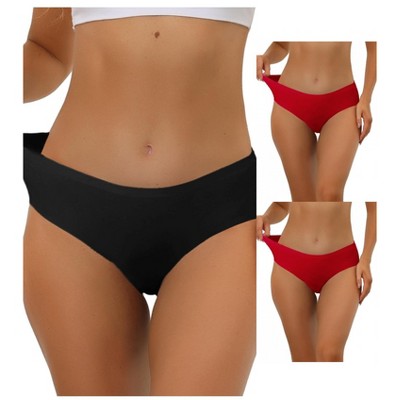 Allegra K Women's Unlined Comfortable No-Show Elastic Waist Briefs 3 Packs