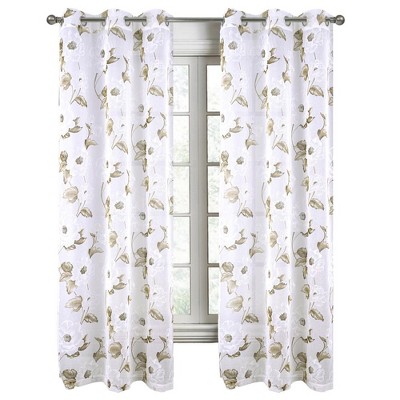 RT Designers Collection Jillian Rubber Doily Grommet Light Filtering Window Curtains for Bedroom 54" x 95"