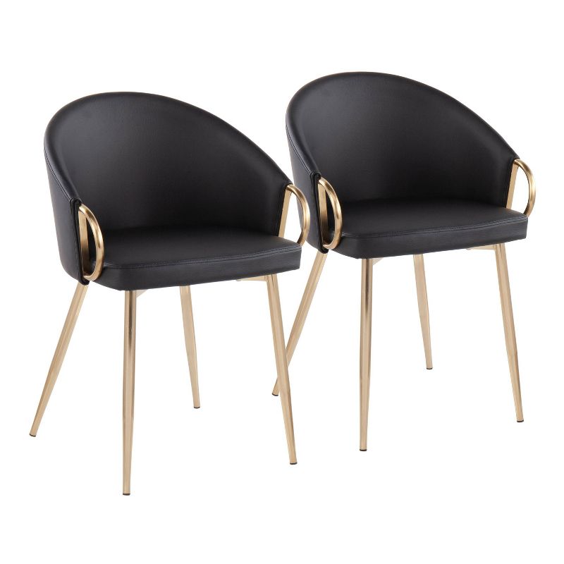 Set of 2 Claire Dining Chairs Gold/Black Faux Leather - LumiSource, 1 of 14