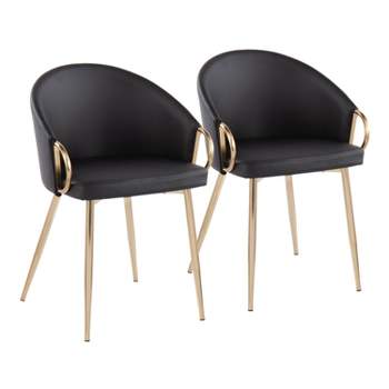 Set of 2 Claire Dining Chairs Gold/Black Faux Leather - LumiSource