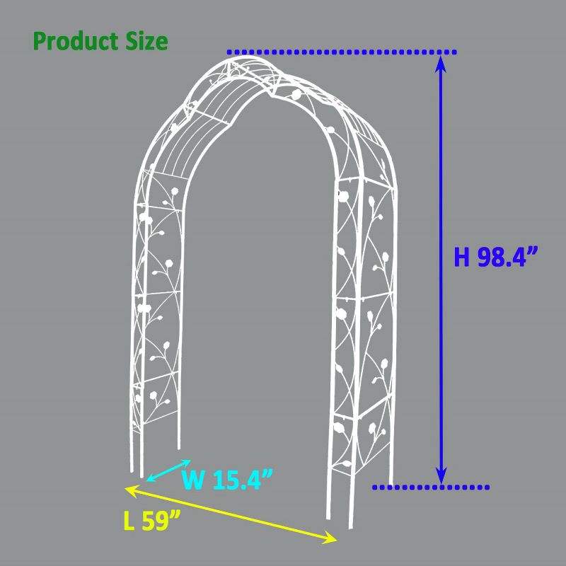 Lorna 59''x98.4''Arch Metal Garden Trelli, Wedding Arch Party, Tiered Planters for Flowers, Assemble Freely Outdoor Furniture - The Pop Home, 3 of 9