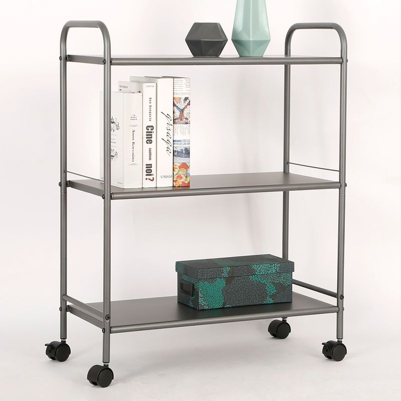 3 Shelf Wide Utility Storage Cart Gray - Room Essentials&#8482;: Steel Rolling Organizer with Wheels, Multipurpose, 4 of 11