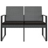 vidaXL 2-Seater Patio Bench with Cushion, Dark Gray PP Rattan - 3 of 4