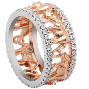 Elephant Ring Wide Band for Women Rose Gold Plate Ring Crystal Ginger Lyne Collection - 1 of 4
