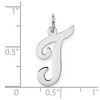 Black Bow Jewelry 14k White Gold, Madison Collection LG Classic Script Initial T Pendant - 4 of 4