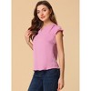 INSPIRE CHIC Women's Work Business Casual Plain Cap Sleeve Blouse - 3 of 4