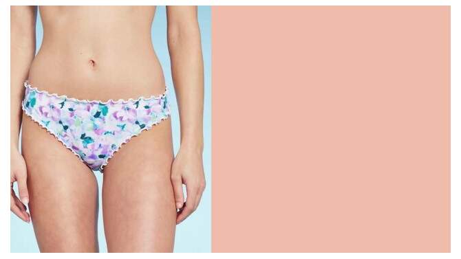 Women's Low-Rise Ruffle Cheeky Bikini Bottom - Shade & Shore™ Multi Blue Floral Print, 2 of 9, play video