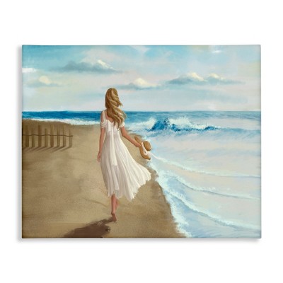 Stupell Industries Walk On The Beach Blue Ocean Painting