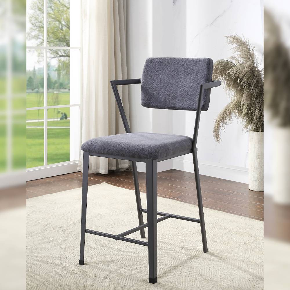 Photos - Storage Combination Cargo 24" Counter and Bar Stools Fabric and Gunmetal - Acme Furniture