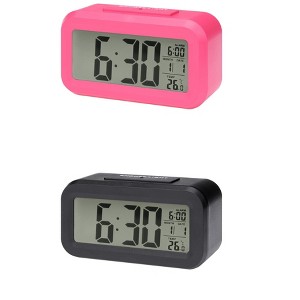 REGALWOVEN 2 Pcs Plastic Battery Powered Digital Temperature Alarm Clock 5.5 x 2.8 x 1.8 Inches - 1 of 4