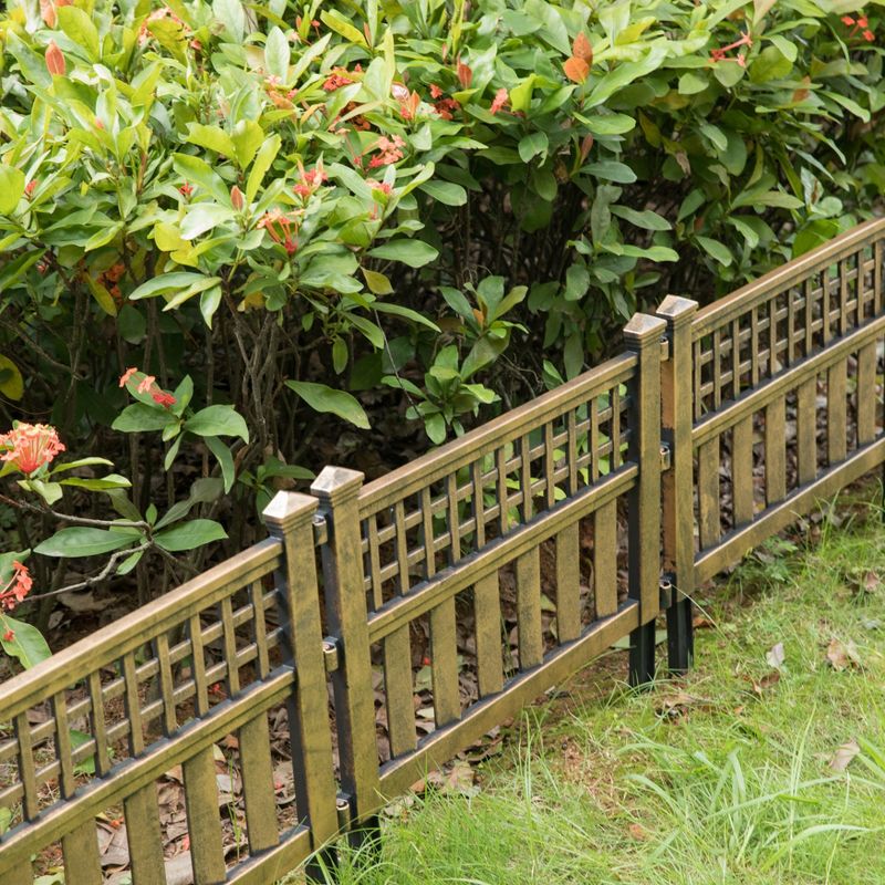 Gardenised Plastic Outdoor Decor Garden Flower Edger Fence, Border, Set of 4 Panels, Bronze, 4 of 12