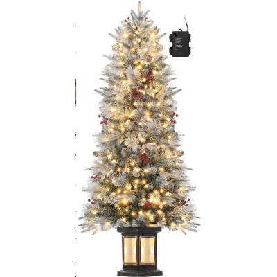 Whizmax 4.5ft Pre-Lit Artificial Holiday Christmas Tree with 108 Lights, Red Berry and Light Box for Home Office Decoration