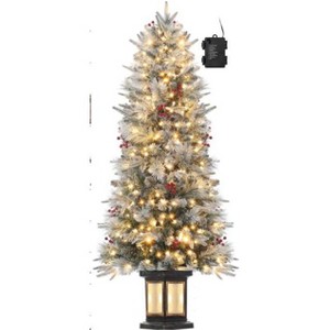 Whizmax 4.5ft Pre-Lit Artificial Holiday Christmas Tree with 108 Lights, Red Berry and Light Box for Home Office Decoration - 1 of 1