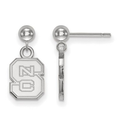 Black Bow Jewelry 14k White Gold North Carolina State Wolfpack NCAA Dangle Earrings