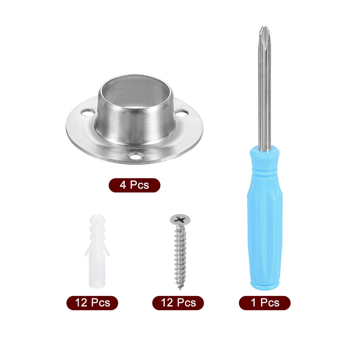 Unique Bargains O-Shaped Stainless Steel Closet Shower Rod Holder 4 Pcs - thumbnail 7