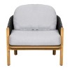 Outdoor Club Chairs Wood Style, Acacia Frame Lounge Chair with Rope and Cushion for Patio or Garden-Maison Boucle - 2 of 4