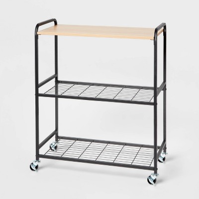 Wide Metal Utility Cart Black - Brightroom™