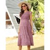 Women's Maternity Flutter Short Sleeve Summer Casual Dress Smocked Crew Neck Tiered Midi Dress Baby Shower Photoshoot - 2 of 4