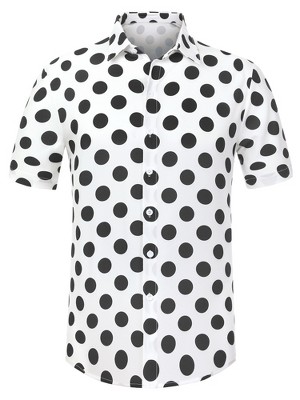 Lars Amadeus Men's Summer Polka Dots Button Down Short Sleeves Hawaiian Shirts