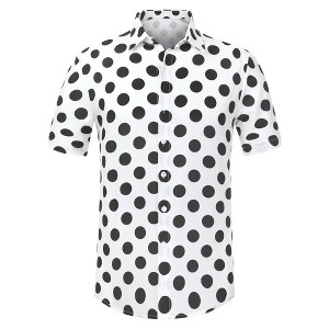 Lars Amadeus Men's Summer Polka Dots Button Down Short Sleeves Hawaiian Shirts - 1 of 4