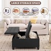 Large Square Storage Ottoman, 35" Tufted Ottoman with Storage, Oversized Ottoman Coffee Table with Lift Top,Modern Storage Ottoman for Living Room - 3 of 4