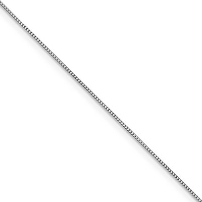 Black Bow Jewelry 0.7mm 14k White Gold Solid Box Chain Lobster Clasp Necklace
