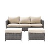 Sonkuki 3-Seater Patio Sofa Set Brown/Gray Rattan with Ottomans - 2 of 4