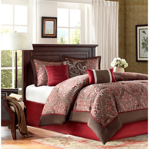 Graham 7 Piece Comforter Set Burgundy King Target