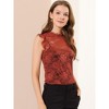 INSPIRE CHIC Women's Sleeveless See-Through Ruffle Scalloped Trim Semi-Sheer Floral Lace Top - 2 of 4