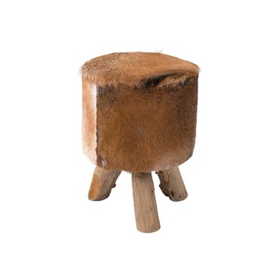 Nellie Hide Stool Brown - East at Main