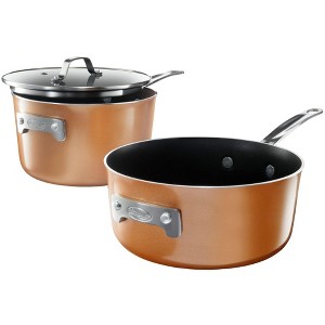 Gotham Steel Stackable Cookware Set 3 Pc Space Saving Nonstick Cookware Pots and Pans Set - 1 of 4