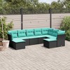 vidaXL 9-Piece Patio Sofa Set with Cushions in Black - Modular Outdoor Garden Furniture, PE Rattan, Weather-Resistant - 2 of 4