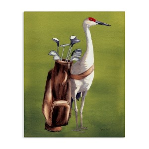 Stupell Industries Crane Bird with Golf Clubs Canvas Wall Art - 1 of 4