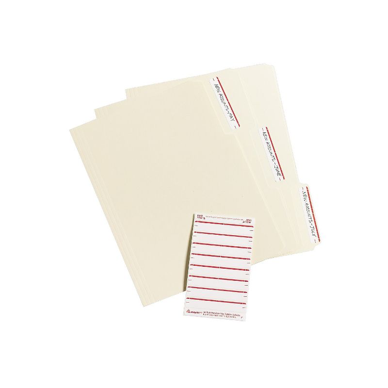 Avery Print or Write File Folder Labels 11/16 x 3 7/16 White/Dark Red Bar 252/Pack 05201, 4 of 9