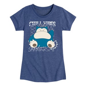 Girls' - Pokémon - Snorlax Chill Vibes -Youth Girls Short Sleeve T-Shirt Fitted Short Sleeve Graphic T-Shirt - 1 of 4