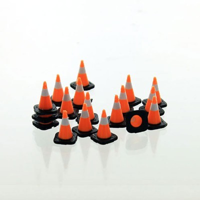 1/50 Orange Traffic Cones with Black Bases, 18 Pack, 3D Printed 50-110-3C