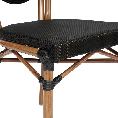 Set of Two Black and Natural Aluminum Bistro Chairs