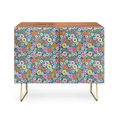 Schatzi Betty Floral Walnut Brown Credenza - Deny Designs