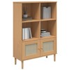 vidaXL SENJA Bookcase - Brown, Free-Standing, Rattan Look Doors, Solid Pine Wood with UV Varnish - 4 of 4