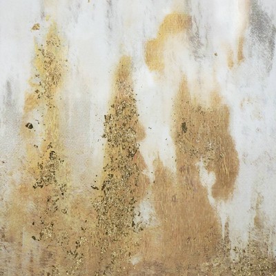 Set of 2 Gold and Beige Abstract Framed Glass Wall Art