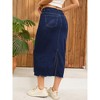 INSPIRE CHIC Women's Ripped Raw Hem High Waisted Stretch Midi Denim Skirt - 4 of 4