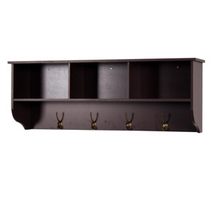 GlasFlength Decorative Storage Cabinets Accent Cabinet Entryway Wall Storage Shelf Coat Rack with 4 Dual Hooks for Room, Black, 38.58"*7.87"*13.78" - 1 of 4